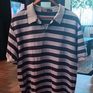Ralph Lauren Polo Striped Gray And Blue Short Sleeve Shirt Size (L)